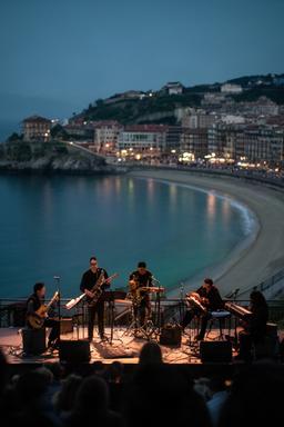 Concierto de jazz al aire libre junto a la bahía de La Concha en San Sebastián